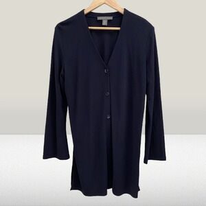 Josephine Chaus V-Neck Longline Cardigan Sweater Navy Blue Large